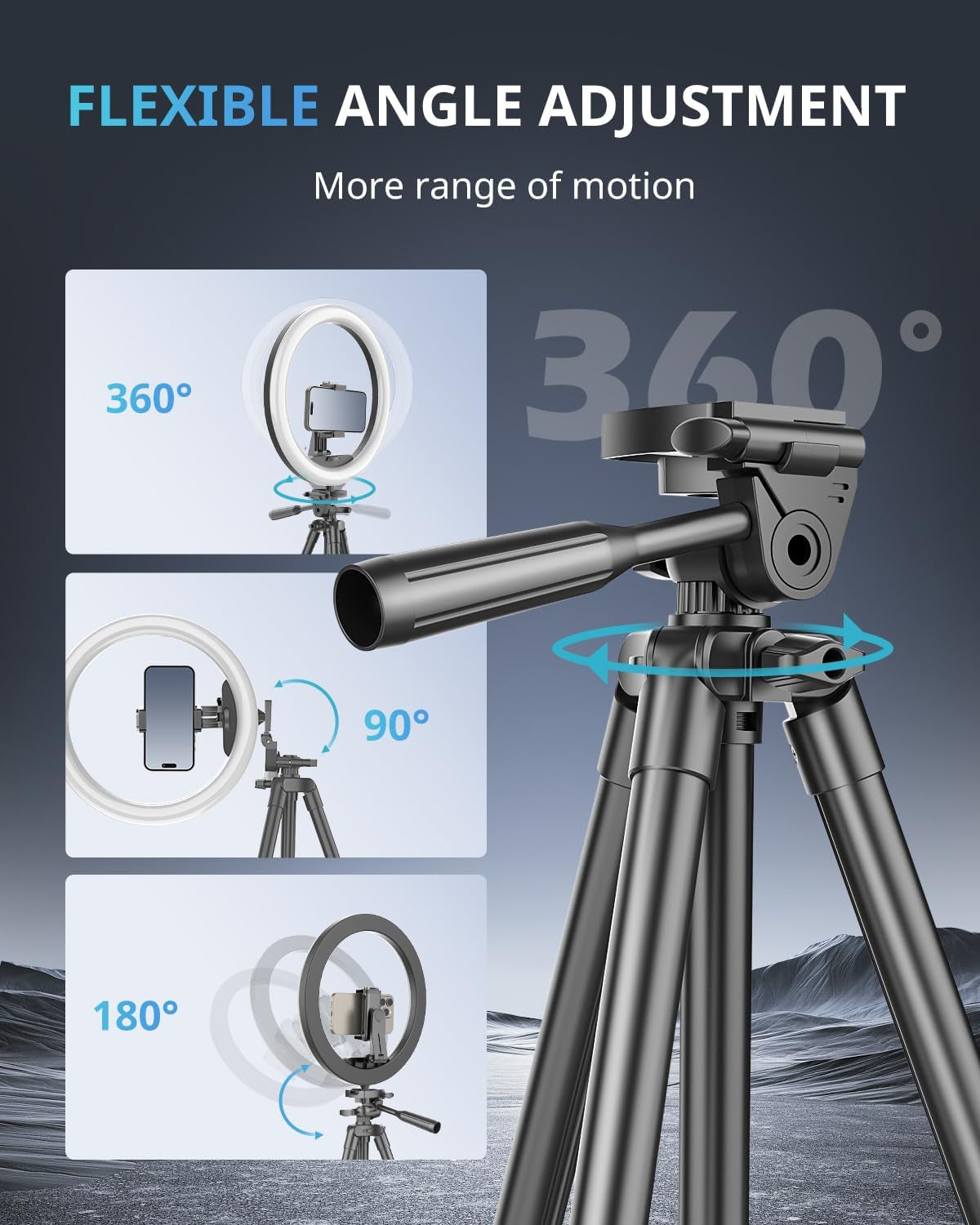 12 Inch Ring Light with Stand, Selfie Ring Light with 50" Extendable Tripod Stand &amp; Phone Holder for Live Stream/Makeup/Youtube Video