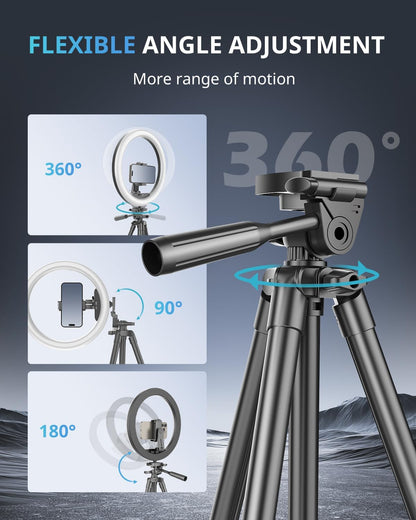 12 Inch Ring Light with Stand, Selfie Ring Light with 50" Extendable Tripod Stand &amp; Phone Holder for Live Stream/Makeup/Youtube Video