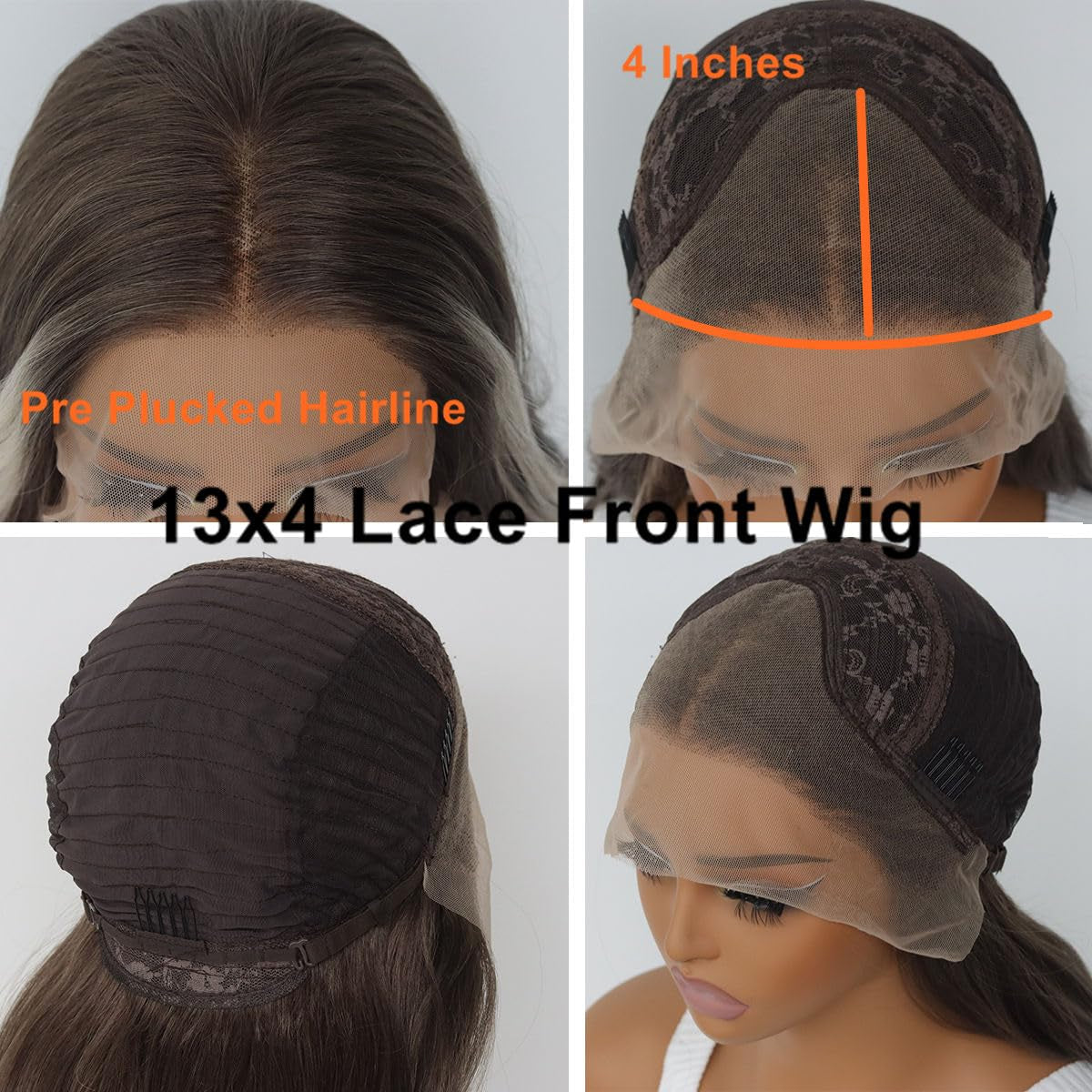 Ombre Brown Platinum Blonde Wavy Synthetic Lace Front Wig 24IN