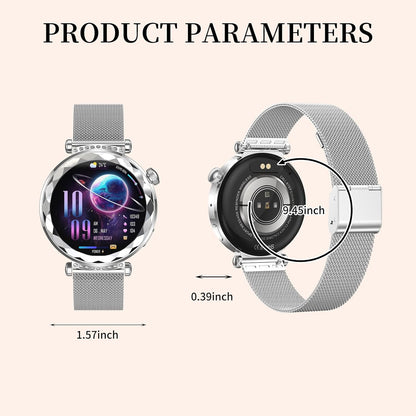 Smart Watch for Women, Fitness Tracker for Android/Ios, 1.19" AMOLED Screen Smartwatches with Female Cycle, Heart Rate, Sleep Monitor, Activity Tracking (2 Watch Bands) (Silver)