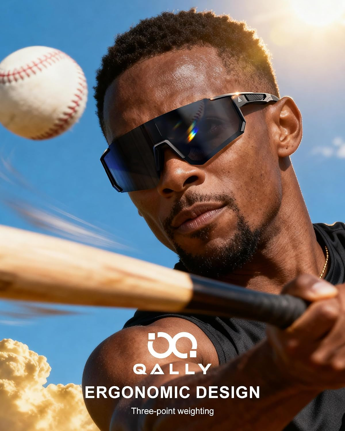 Polarized Sports Sunglasses for Men Women, UV400 Protection Mens Sunglasses Wrap around Sun Glasses for Cycling Running