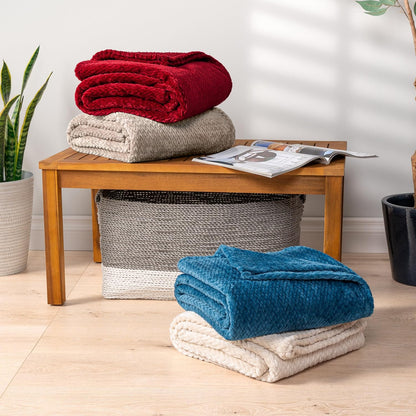 Soft Plush Fleece Throw Blanket for Couch Sofa Bed, Taupe, 50X60