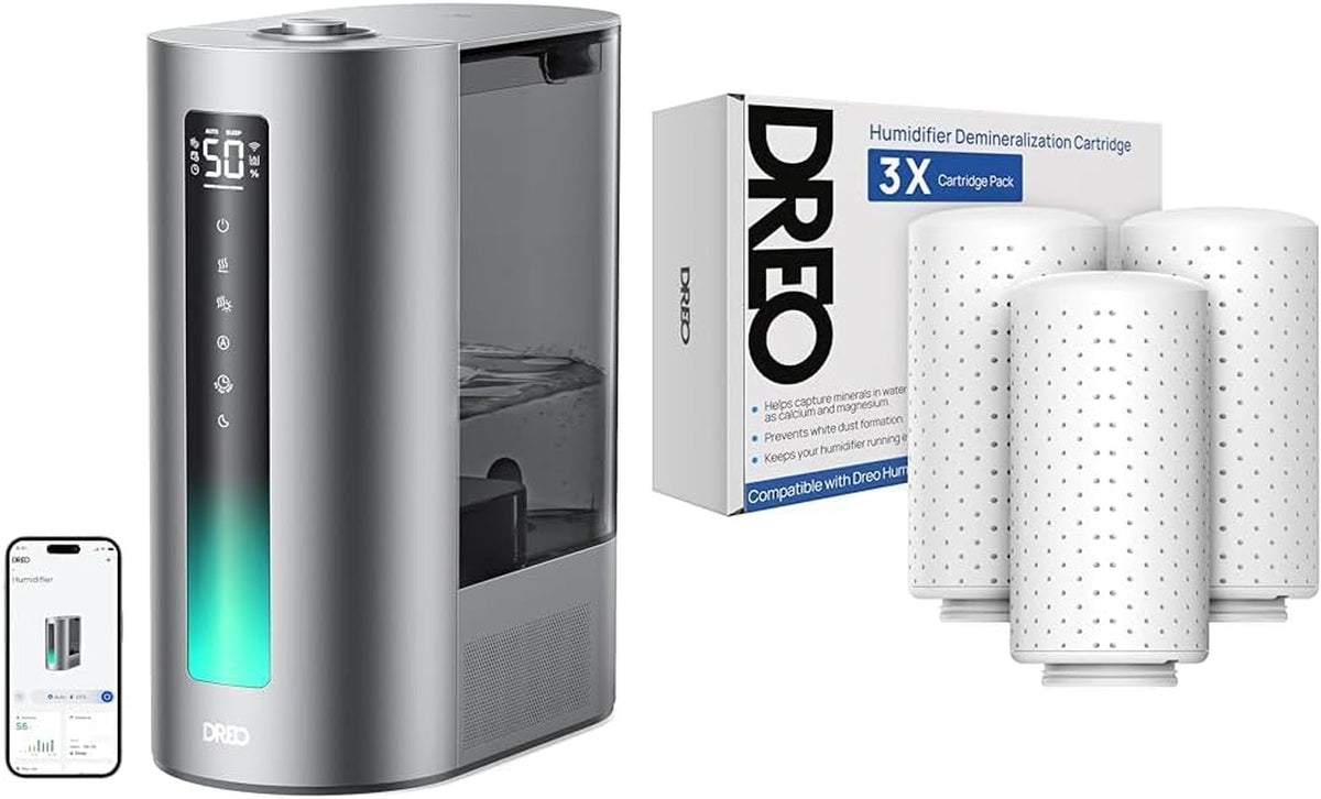 Bundle of  6L Smart Humidifier, Warm &amp; Cool Mist Humidifier for Bedroom +  Demineralization Cartridge 3-Pack for Humidifiers, Compatible with Humidifiers HM512S/713/713S