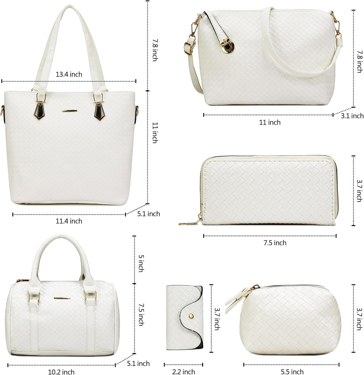 Purses and Handbags for Women Synthetic Leather Tote Crossbody Bags Satchel Purses Set 6Pcs