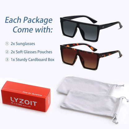 Square Oversized Sunglasses for Women Men Big Flat Top