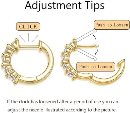 Gold Hoop Earrings for Women 14K Real Gold Plated Cubic Zirconia Diamond Hoop Earrings Huggie Hoop Earring Women Earrings Earring for Men 925 Sterling Silver Post Hypoallergenic