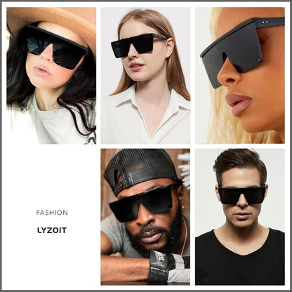 Square Oversized Sunglasses for Women Men Big Flat Top