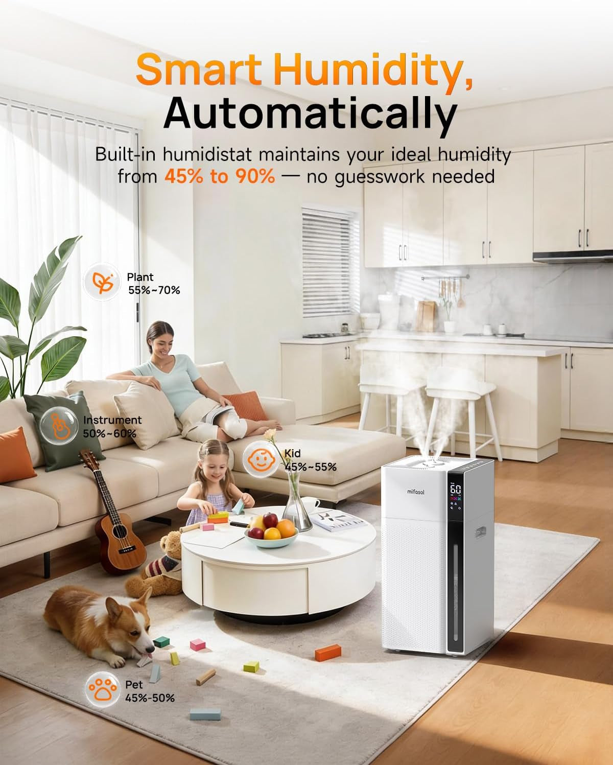 Cool Mist Humidifier Large Room, Whole House Humidifiers for Home