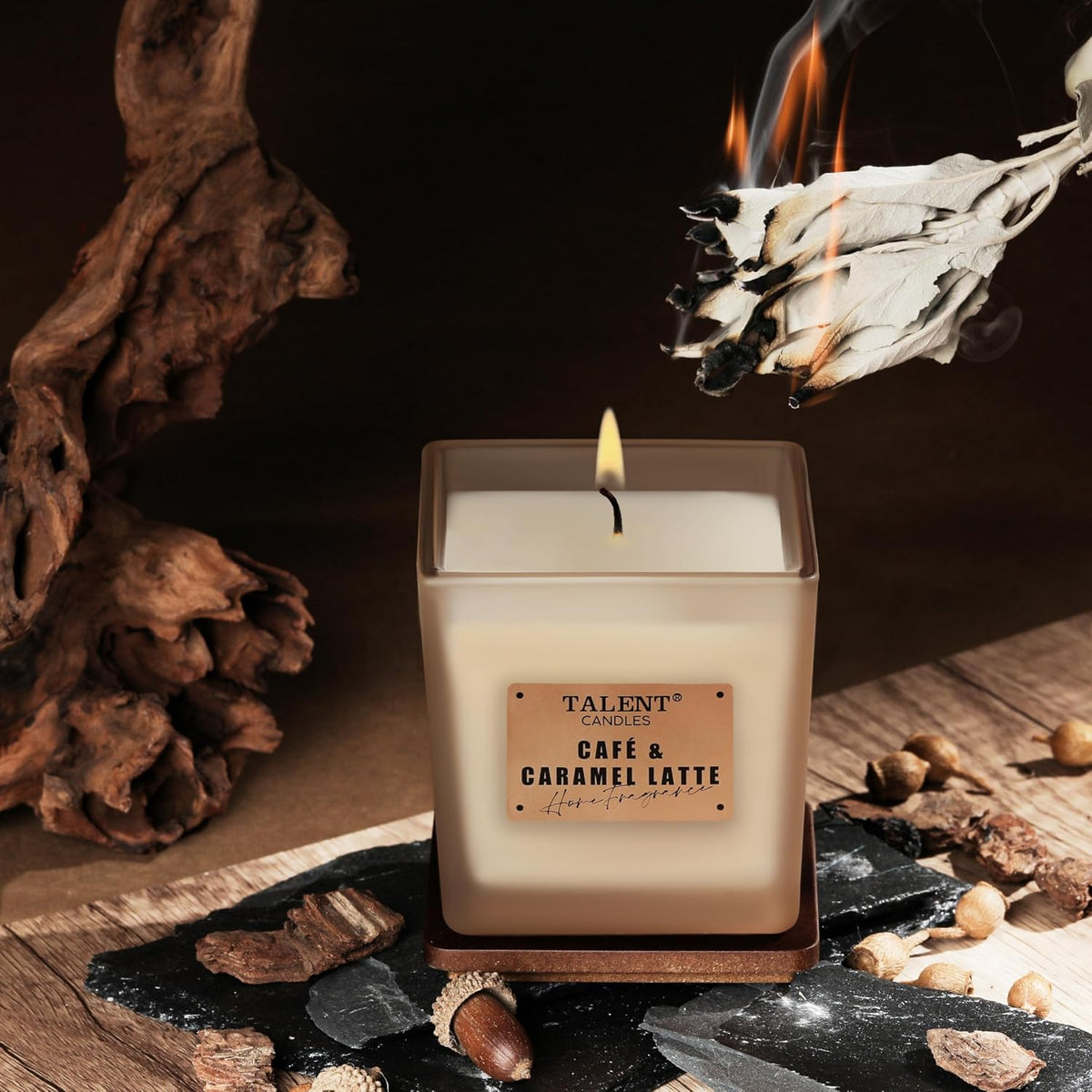 Deluxe Noble Scented Candles, Soy Candles for Home Scented, 7.05Oz, Aromatherapy Candles with Lid, Cafe &amp; Caramel Latte