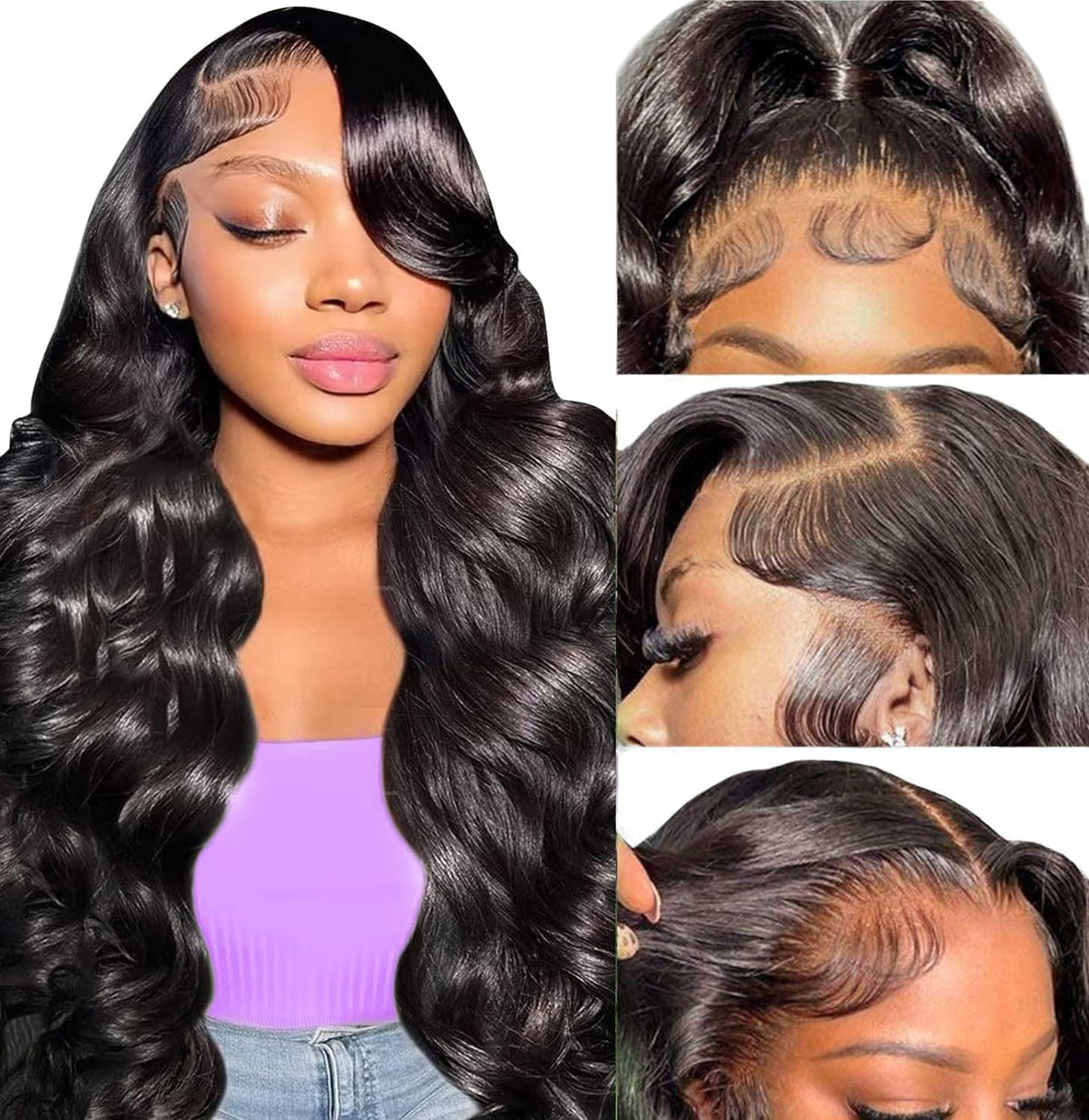 13X6 Body Wave Lace Front Wigs Human Hair 30 Inch HD Transparent 220% Density Glueless Wigs Human Hair Pre Plucked with Baby Hair for Black Women