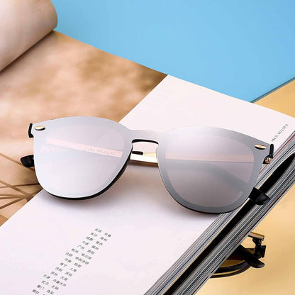 Rimless Mirrored Sunglasses for Men Women One Piece Reflective