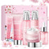 Collagen Sakura Skincare Gift Set, Cherry Blossom Skin Care Set for Teen Girls & Women, Moisturizing & Revitalizing Skin, 6Pcs Collagen Skin Care Routine Kits for Face, Korean Daily Skin Care