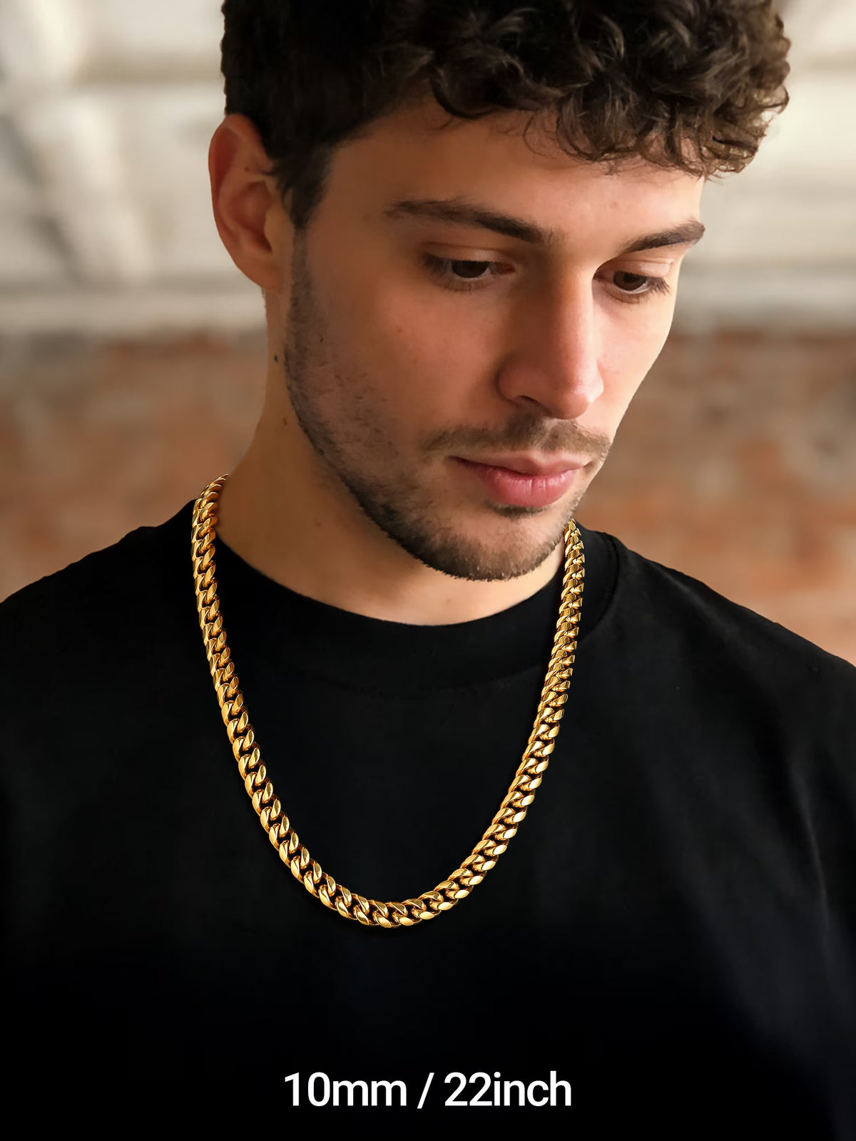 14K Gold Plated Cuban Chain for Men Curb Necklace 10Mm Thick Birthday Valentines Father Day Jewelry Gifts for Husband Dad 14 Inch
