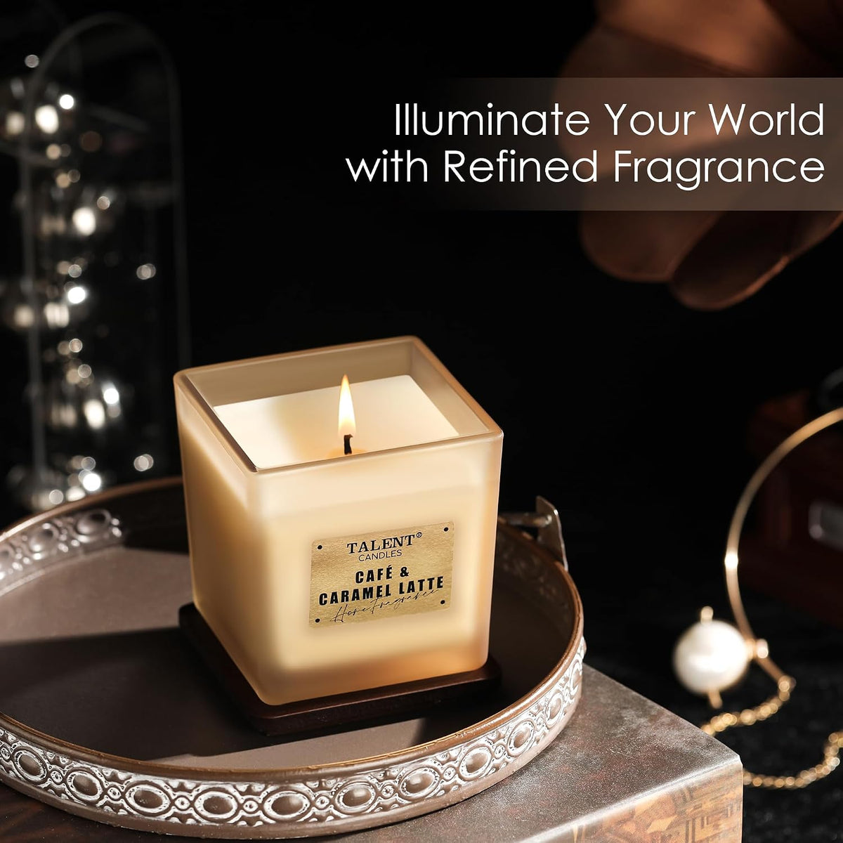 Deluxe Noble Scented Candles, Soy Candles for Home Scented, 7.05Oz, Aromatherapy Candles with Lid, Cafe &amp; Caramel Latte