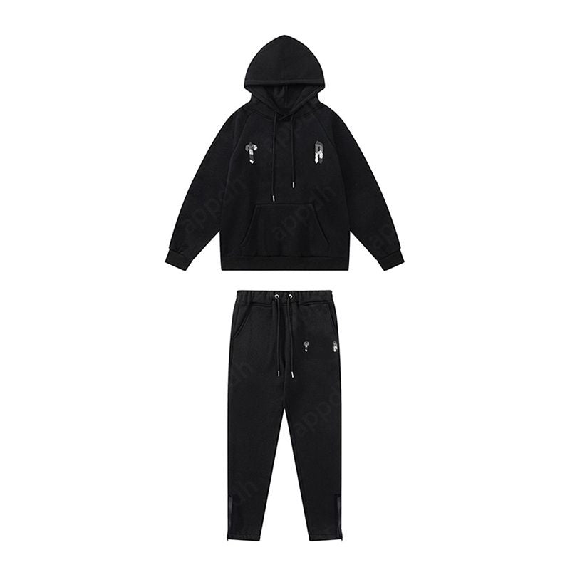 Mens Tracksuits Trousers Shooters Set Designer Hoodies Streetwear Sweatshirts Sports Suit Embroidery Plush Letter Decoration Thick Hoodies Men Pants