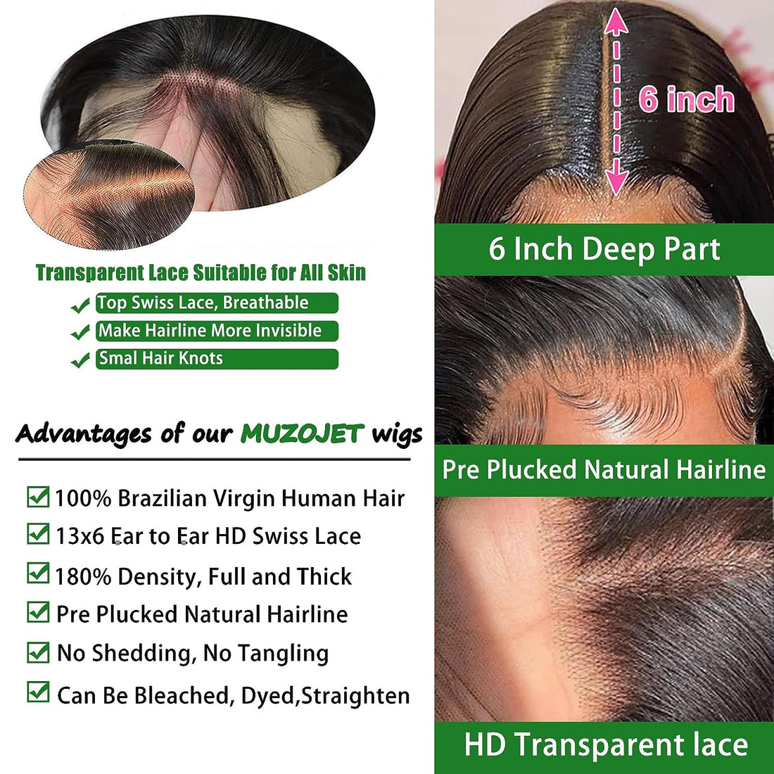 13X6 Lace Front Wigs Human Hair 180 Density HD Lace Body Wave Wig