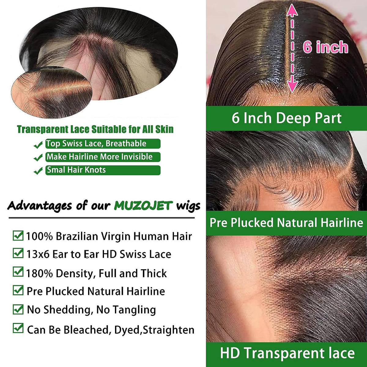 13X6 Lace Front Wigs Human Hair 180 Density HD Lace Body Wave Wig