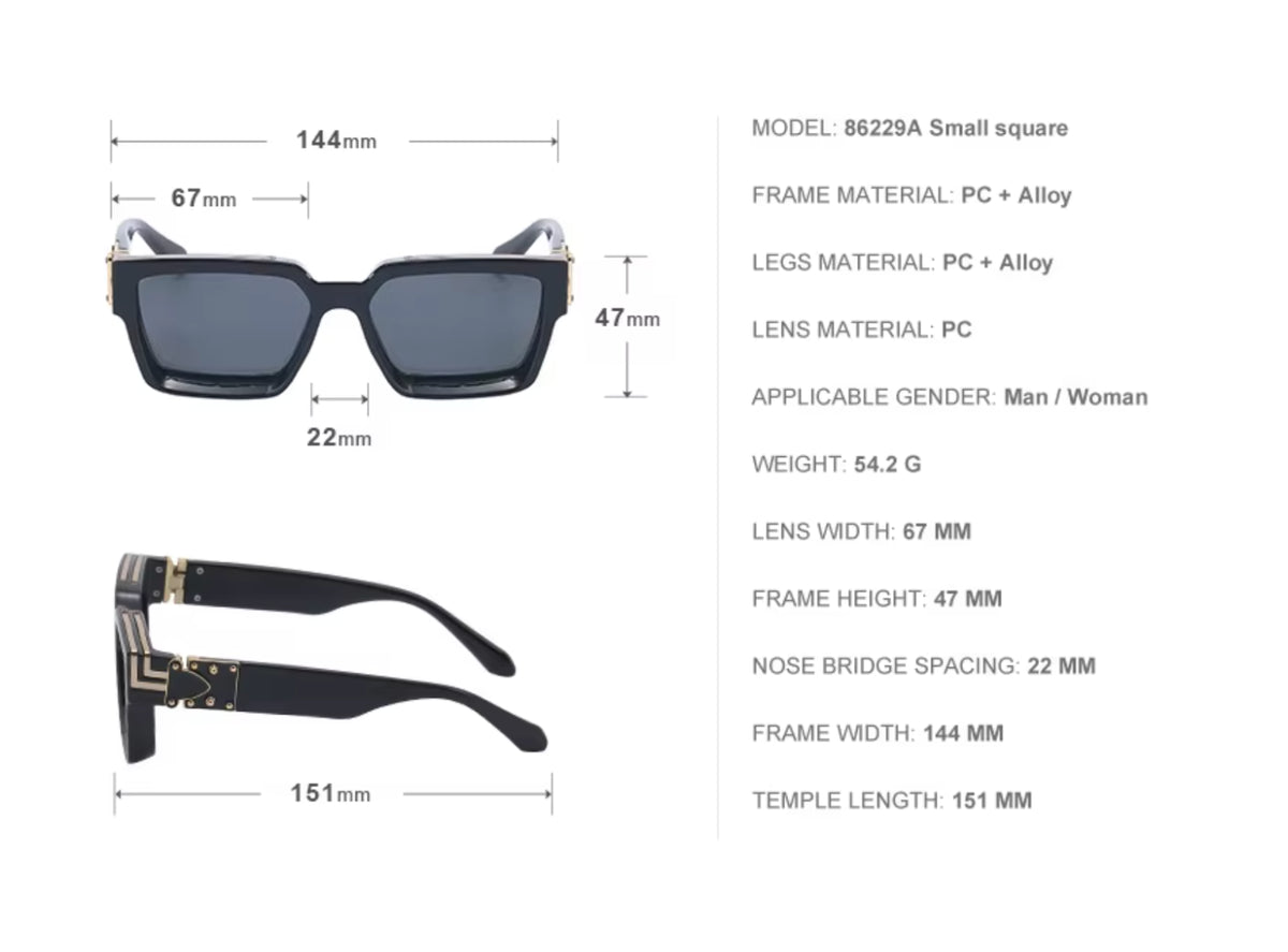 Gold Frame Large Size Sunglasses Men Women Shades Elegant Retro Classic Hip Hop