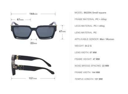 Gold Frame Large Size Sunglasses Men Women Shades Elegant Retro Classic Hip Hop