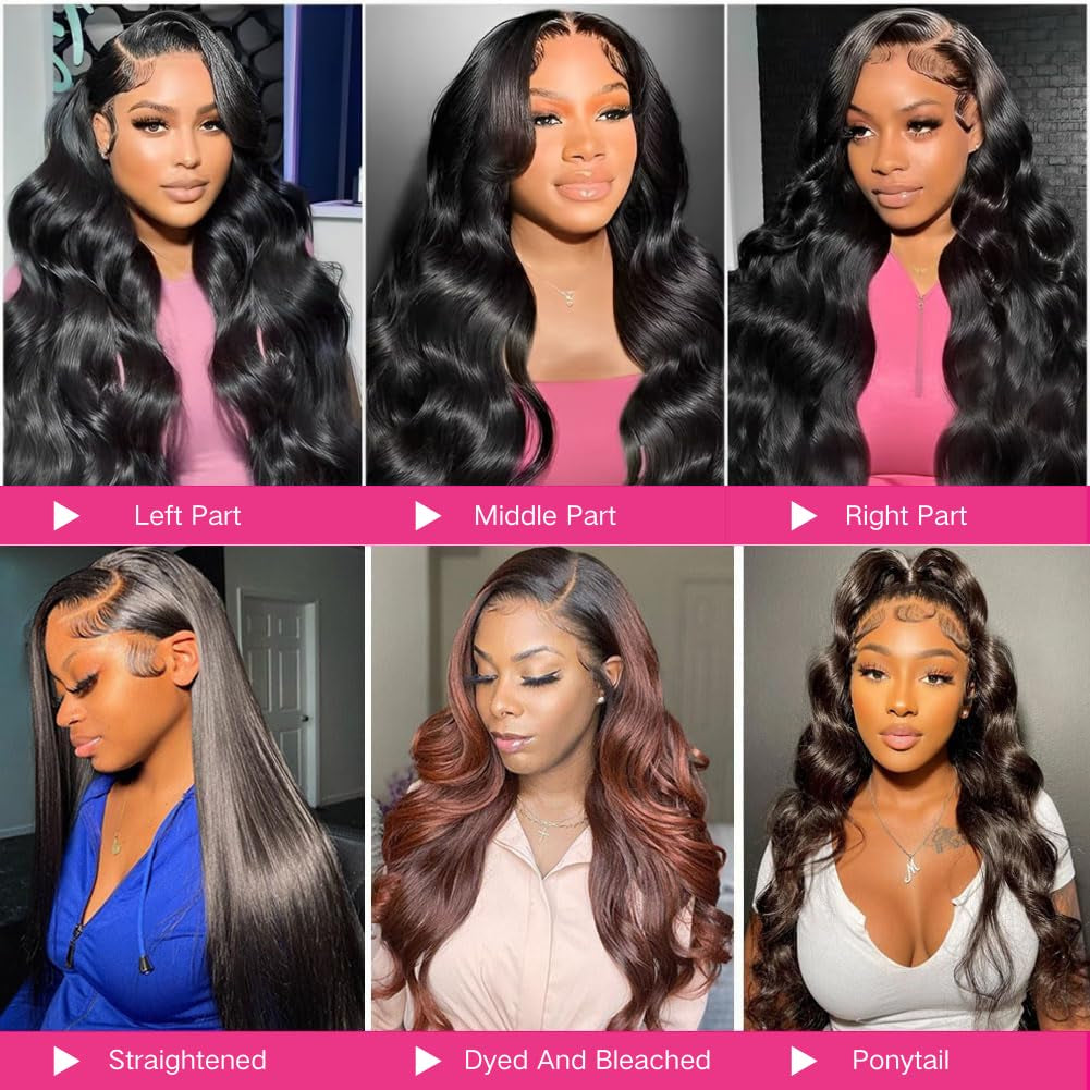 13X6 30 Inch Body Wave Lace Front Wig Human Hair 220 Density HD Lace Front Wigs Human Hair Pre Plucked Glueless Wig 100% Virgin Human Hair Lace Front Wigs for Women