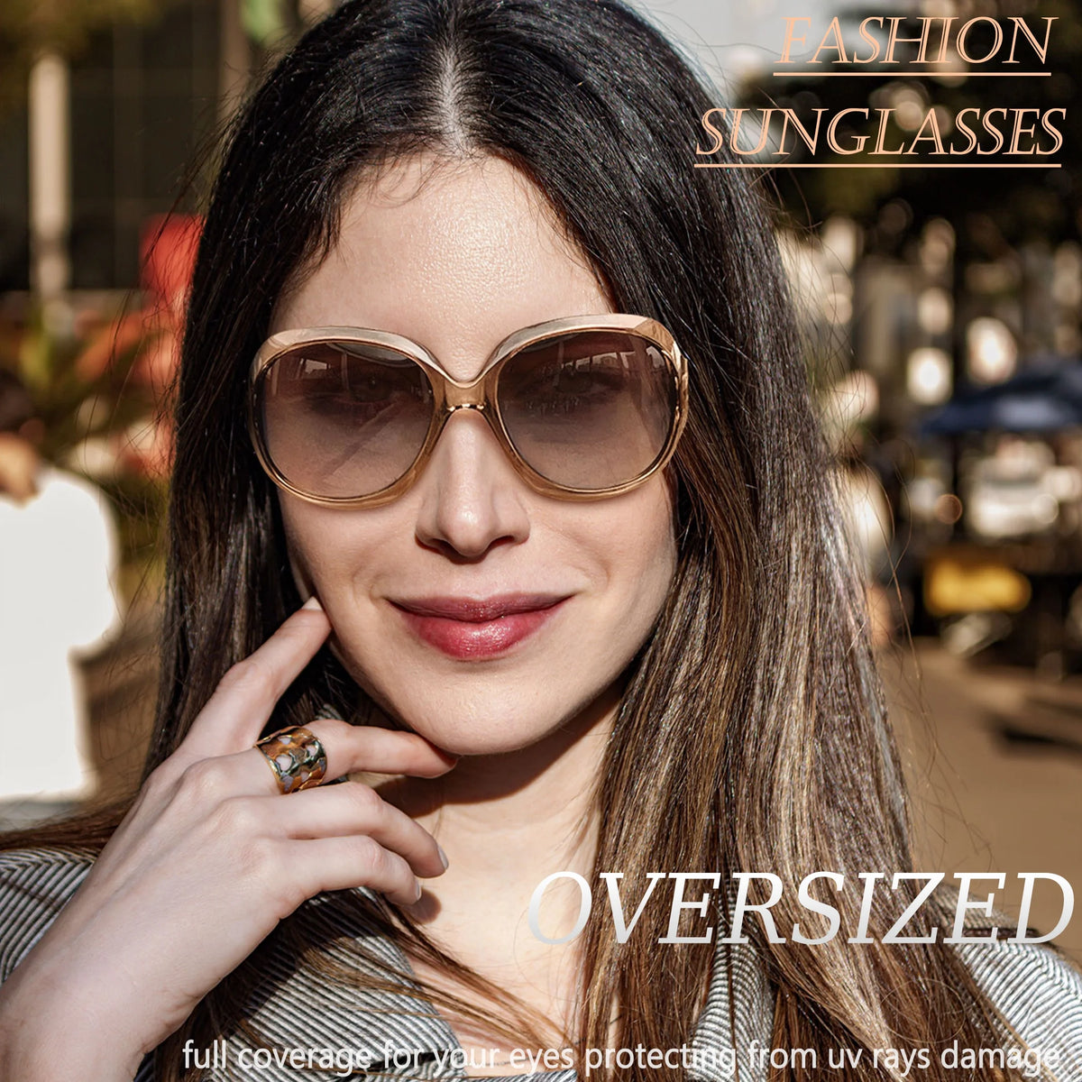 Polarized Sunglasses Womens Trendy Oversized Large Driving Sun Glasses Ladies UV Protective Big Sunnies Shades (Gradient Tea)