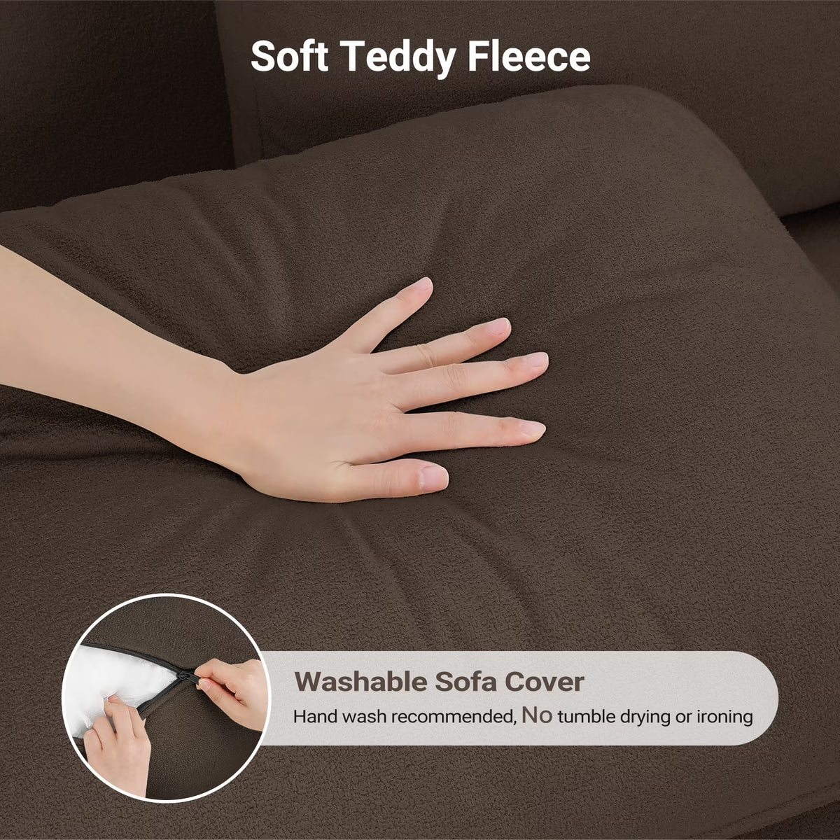 83" Sofa Couch for Living Room,Comfy Teddy Fleece Loveseat Sofa,Extra Deep Seat Couches , Tool-Free Setup Love Seat with 2 Pillows,Brown