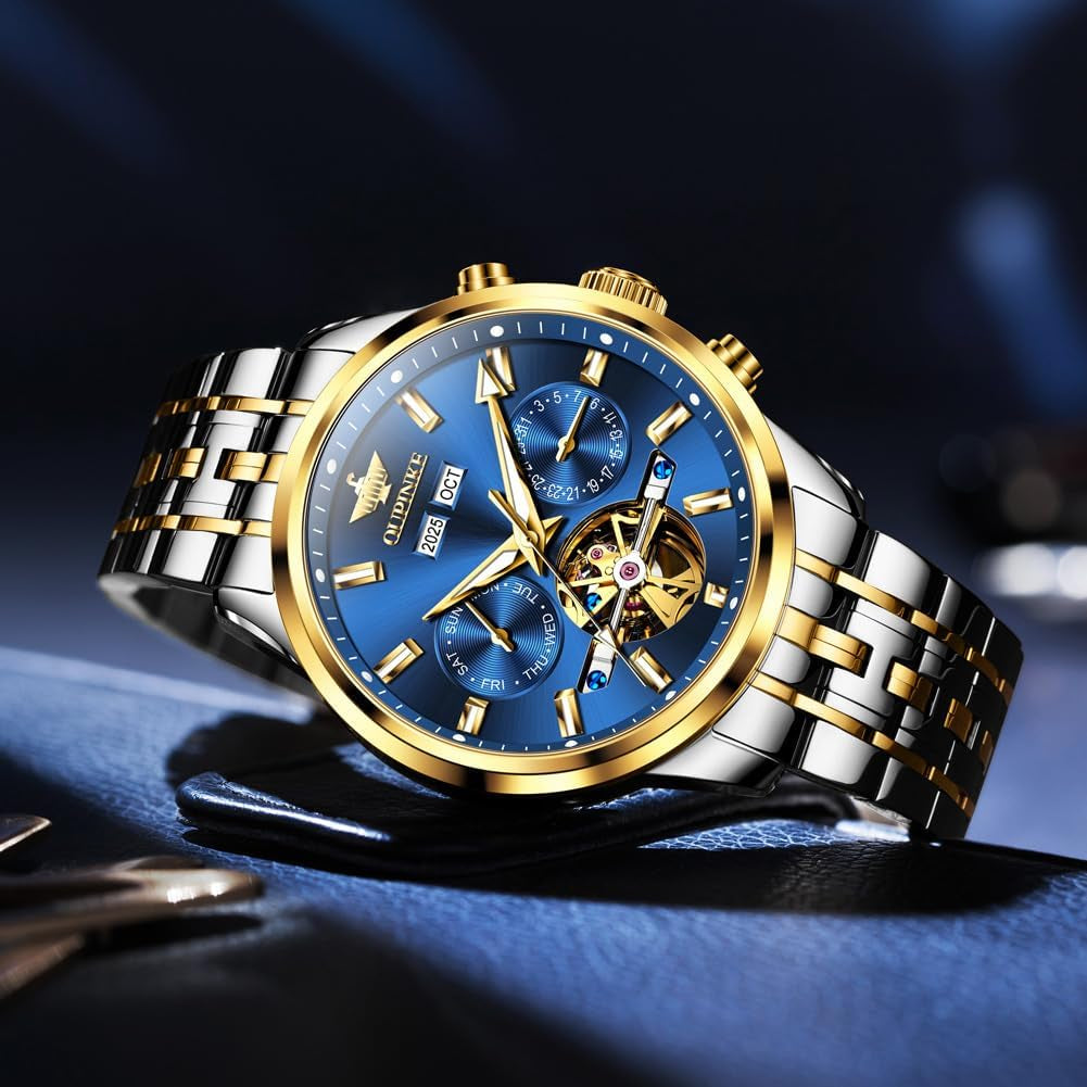 Automatic Men Watches Mechanical Luxury Self Winding Wrist Watch Stainless Steel Waterproof Wrist Watches