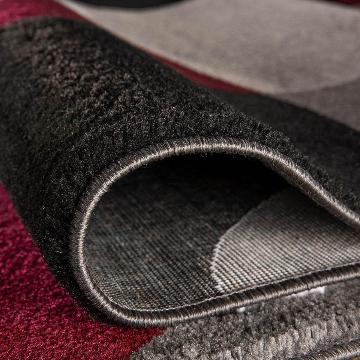Circles Modern Soft Living Room Runner Rug Burgundy 2&