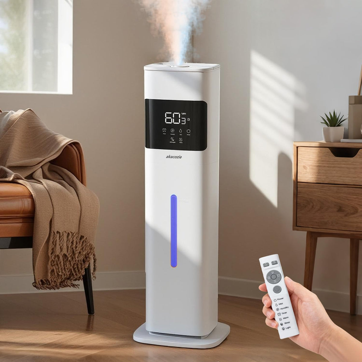 Warm &amp; Cool Mist Humidifiers for Bedroom, Top-Fill Humidifier Large Room with Essential Oil Diffuser, Large Room Humidifiers for Home Baby Nursery Office Plants, White