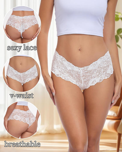 Lace Panties Womens Boyshorts V Waist Underwear Pack Cheeky Shorts