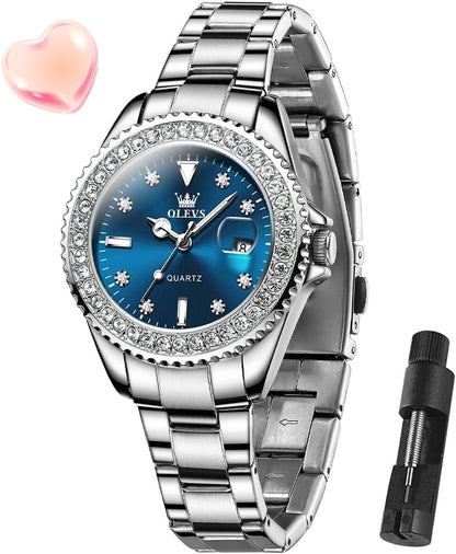 Watches for Women Luxury Diamond with Date Analog Quartz Female Watch