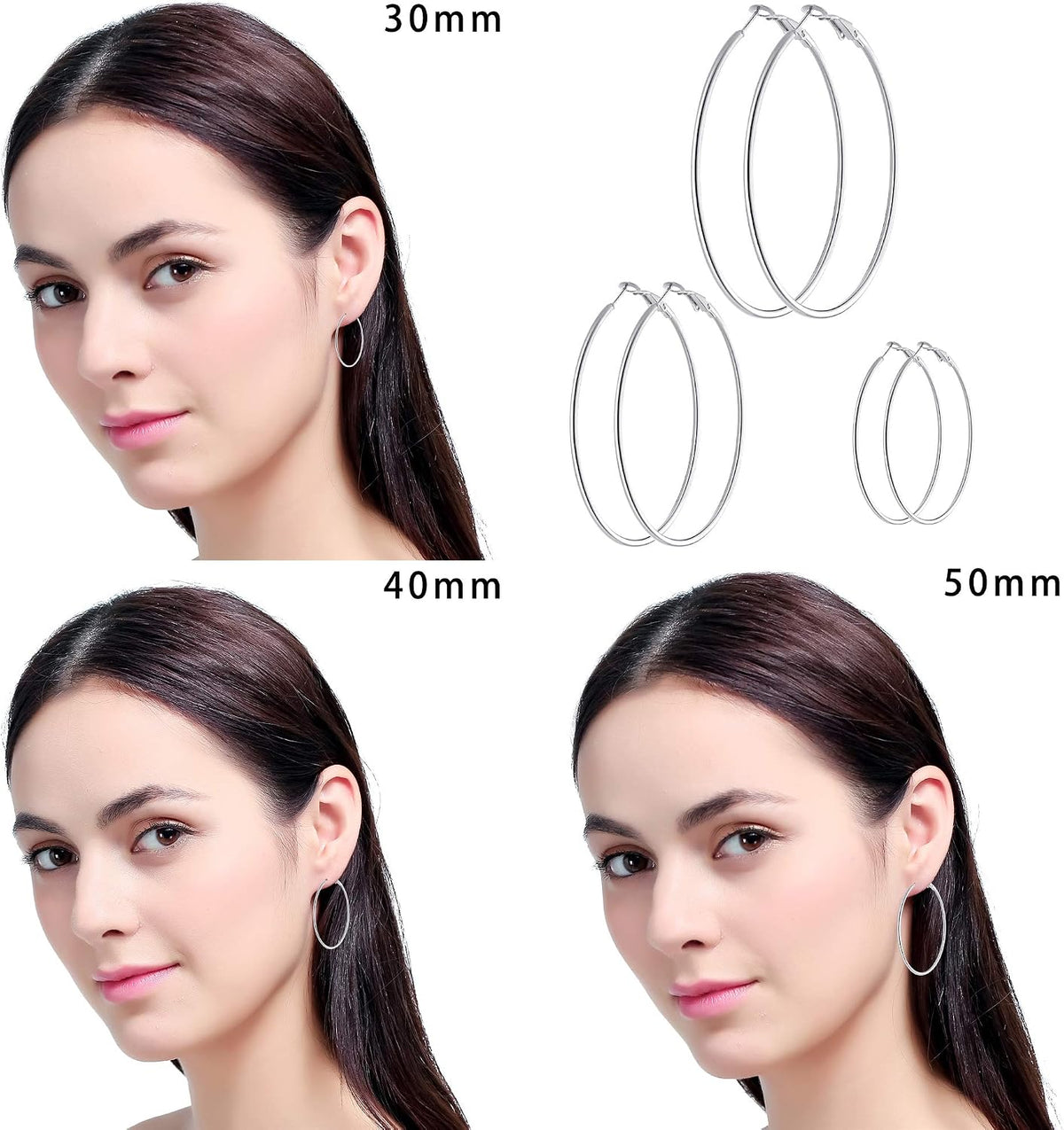 5/12 Pairs Gold Silver Plated Hoop Earrings for Women, Hypoallergenic Stainless Steel Hoops Earrings Set, Lightweight Large Small Hoops Women Earrings Loop Earrings Set
