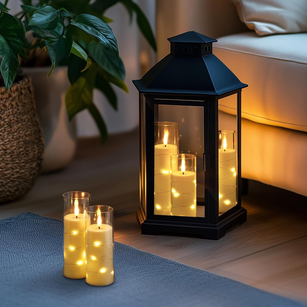 Flickering Flameless Candles with Remote, LED Fake Pillar Candles