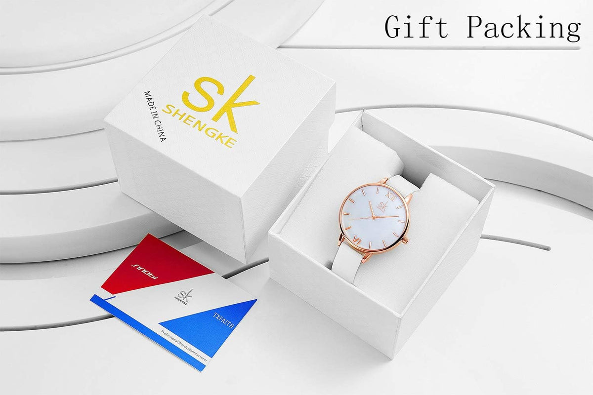 Creative Simplicity Women Watch Genuine Leather Elegant Women Watches Ladies Business Wristwatch(Black)