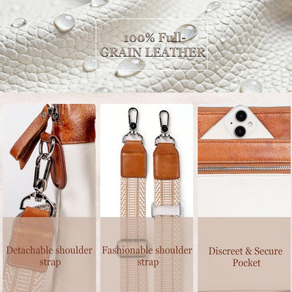 Genuine Leather Crossbody Bags for Women - Cute Small Crossbody Purse with Wide Strap for Travel, Work &amp; Daily