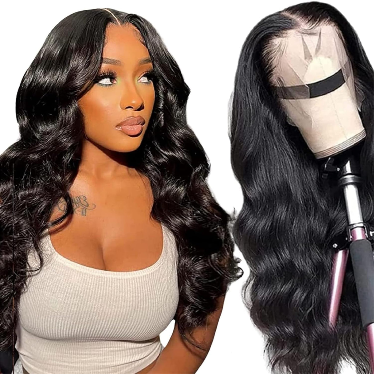 13X6 Lace Front Wigs Human Hair 180 Density HD Lace Body Wave Wig