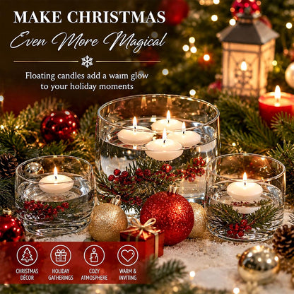 30Pcs White Floating-Candles for Centerpieces - Small Wax Candles
