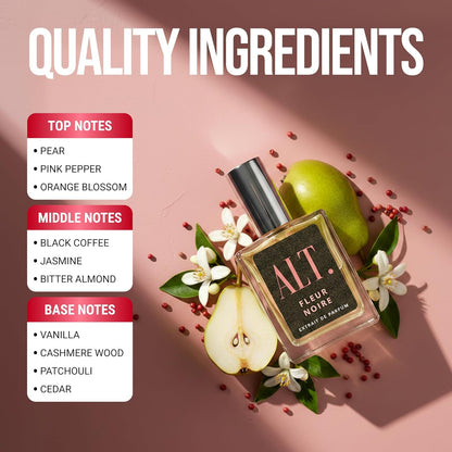 Fleur Noire - Inspired by Blk Opiu.M Perfume for Women, Extrait De Parfum, Long Lasting Fragrance with Coffee, Jasmine &amp; Vanilla Notes, 60Ml