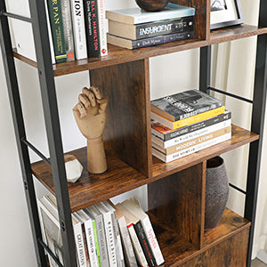 VASAGLE Bookshelf, Storage Shelf, Large Bookcase with Doors, 4 Shelves, Stable Steel Structure, Industrial Style