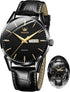 Brown Mens Leather Watch Dress Casual Day Date Quartz Wrist Watch