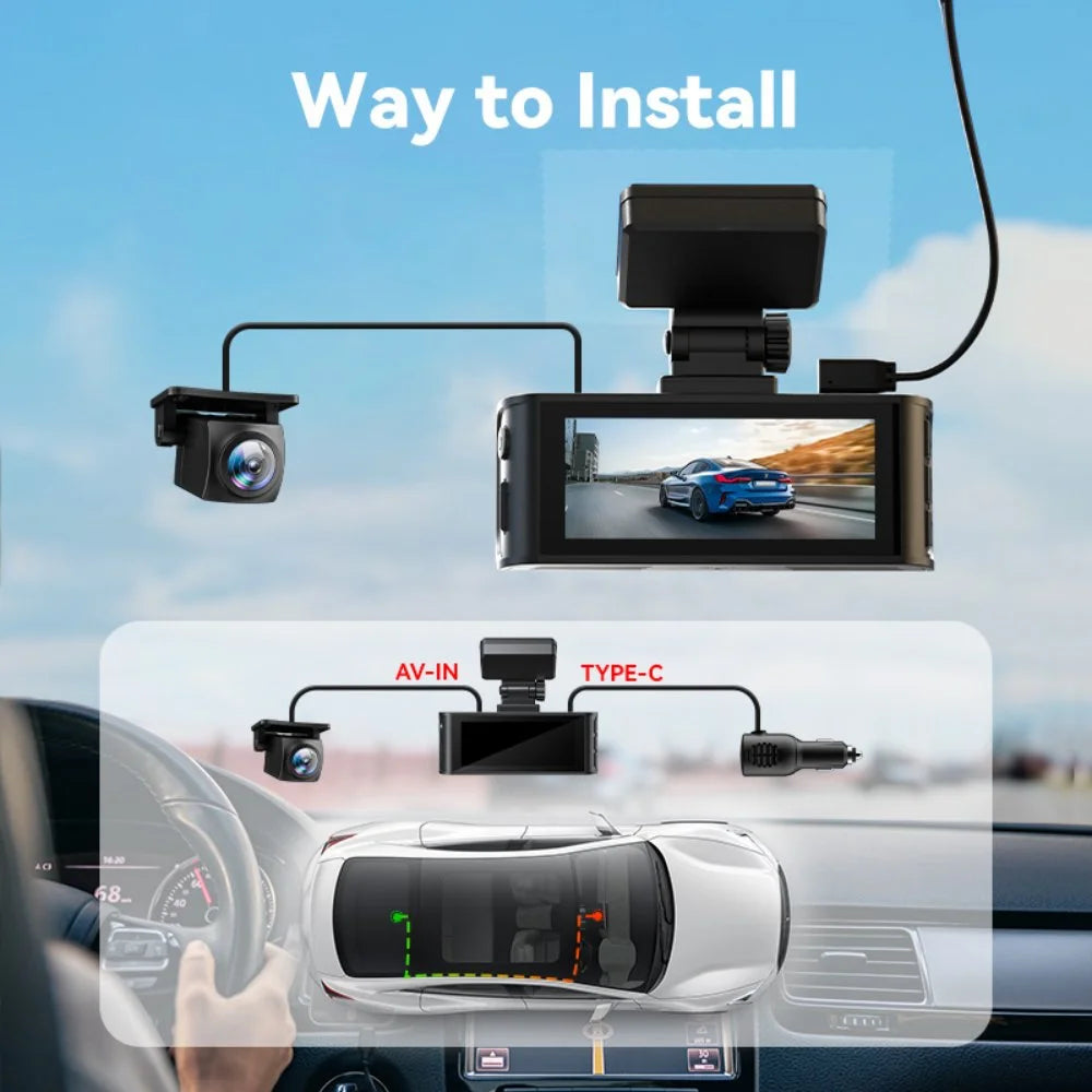 Dash Cam Front and Rear, Dash Cam 4K with Wifi &amp; GPS, 4K/2.5K Front+1080P Rear Dashcam, Dash Camera with Night Vision, 3.18&