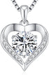 Moissanite Heart Necklace for Women, 925 Sterling Silver Necklace