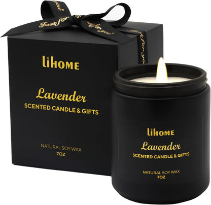 Candles Gifts for Men - Room Decor for Men, Natural Soy Wax Candles for Home Scented, Lavender Black Candles
