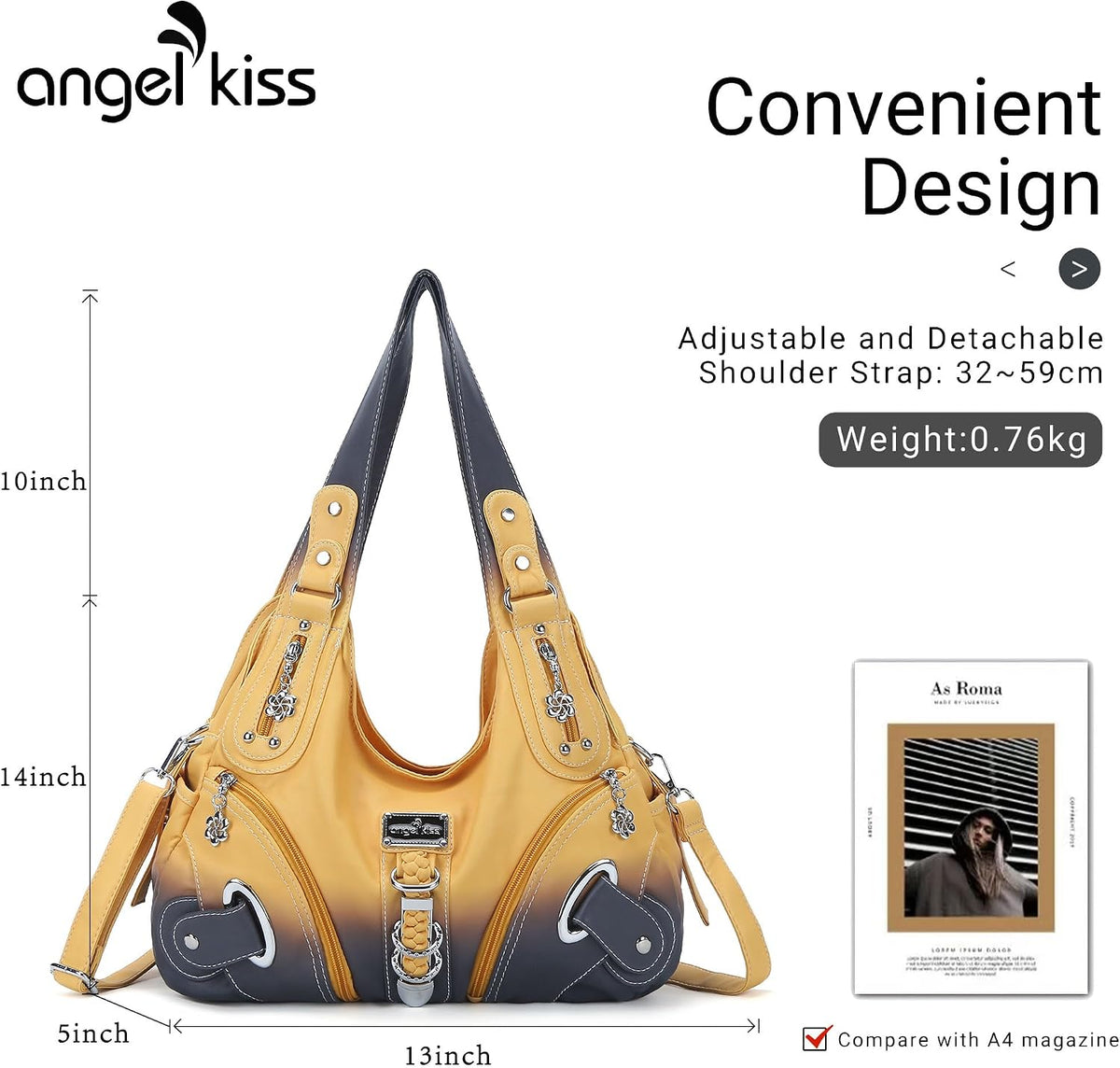 Angelkiss Hobo Purses and Handbags for Women Satchel Handbag Women Purses Large Daily Shoulder Bags