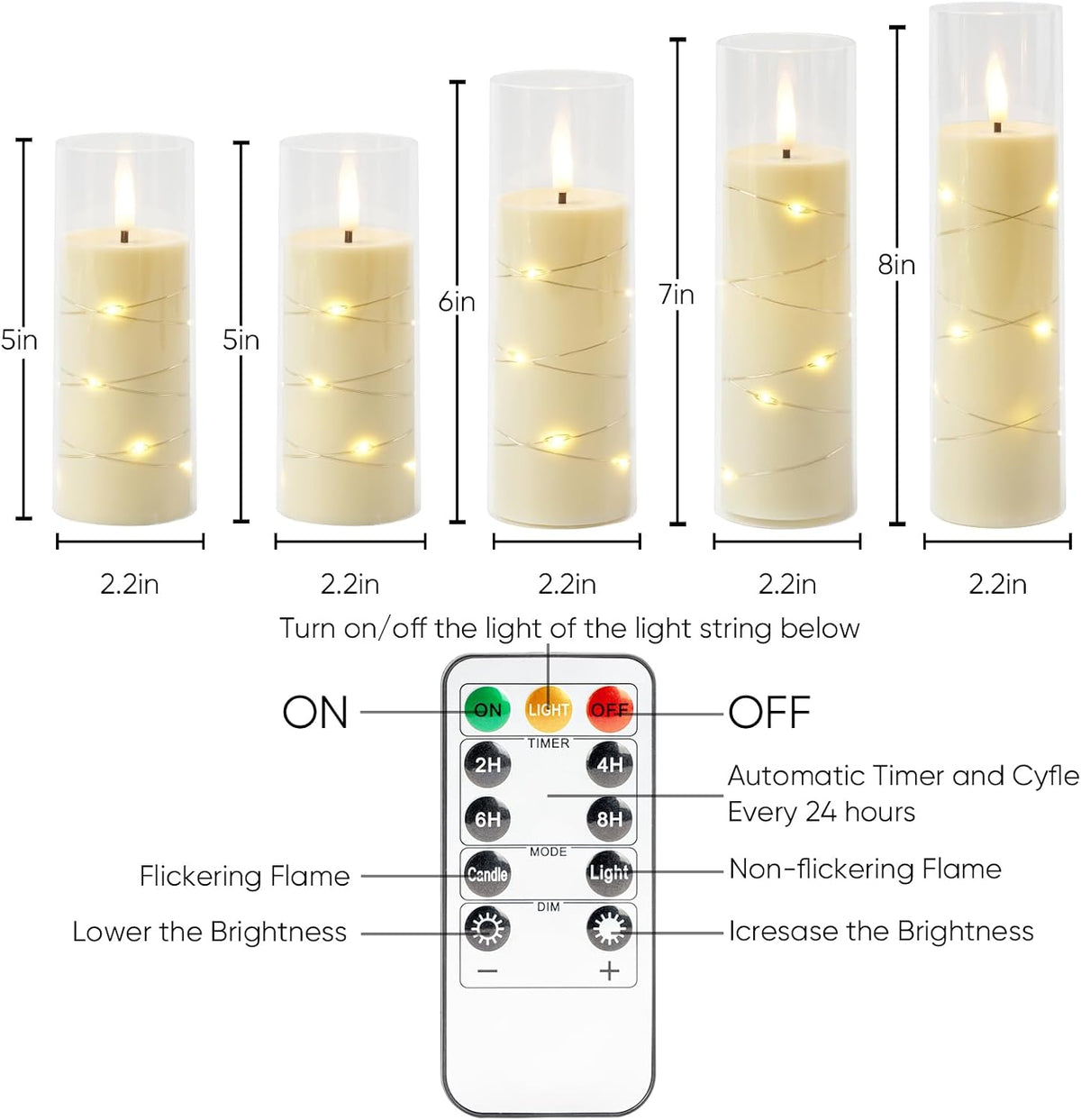 Flickering Flameless Candles with Remote, LED Fake Pillar Candles