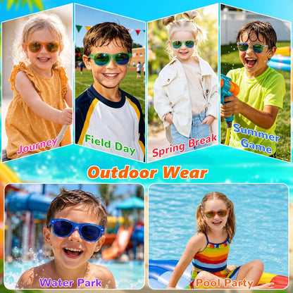 Party Favors Kids Sunglasses Bulk - 16 Packs Neon Sunglasses for Kid Age 3-8, UV400 Protection Party Sunglasses Goodie Bags Stuffers for Kids Birthday Party Supply, End of the Year Gifts for Students