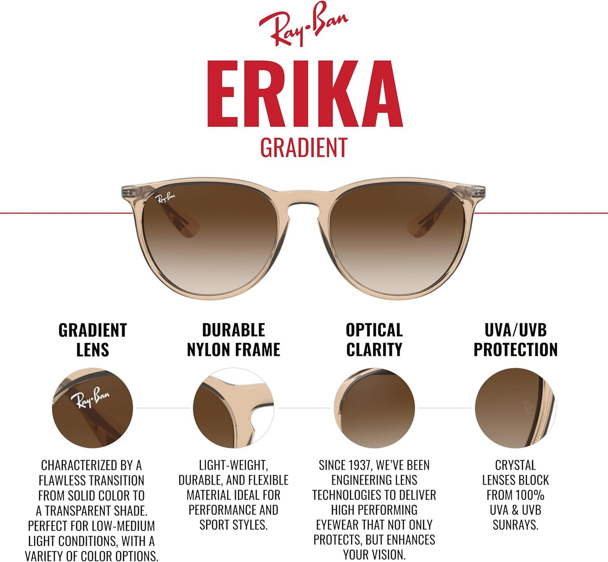 Ray-Ban RB4171 Erika round Sunglasses for Women for Men