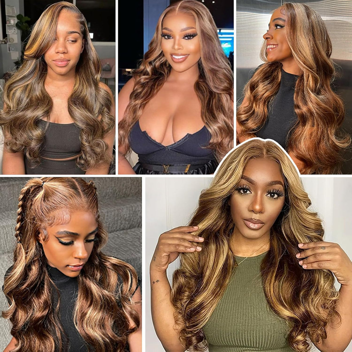 26 Inch Highlight Ombre Lace Front Wig Human Hair 13X6 HD Lace Body Wave