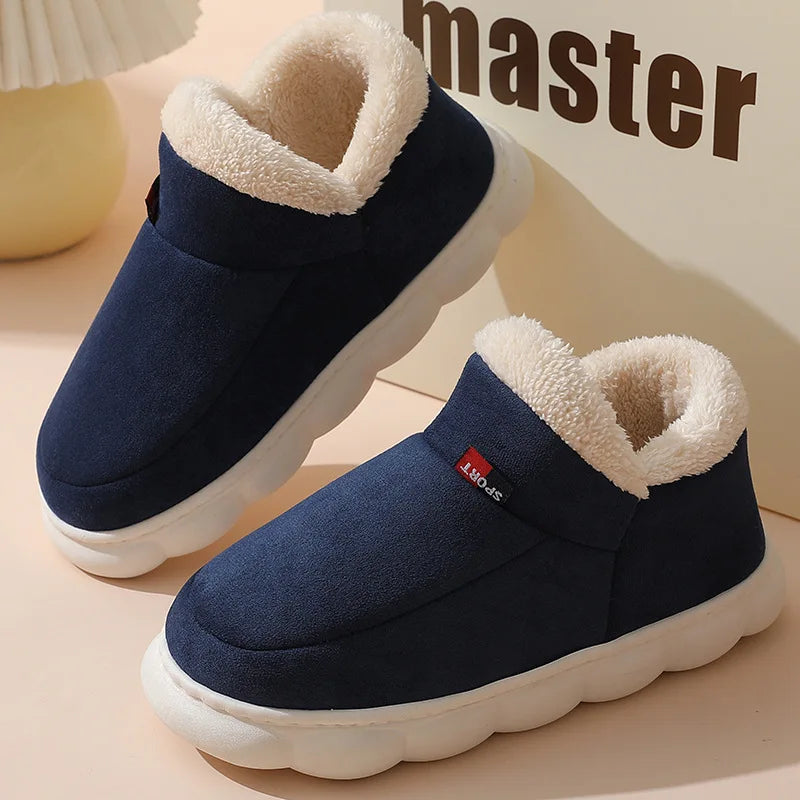 Winter Men Slippers Short Plush Men Cotton Boots Indoor Fluffy House Fur Slippers Men Casual Soft Fur Furry Men Shoes