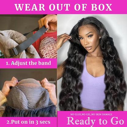 13X6 Body Wave Lace Front Wigs Human Hair 30 Inch HD Transparent 220% Density Glueless Wigs Human Hair Pre Plucked with Baby Hair for Black Women